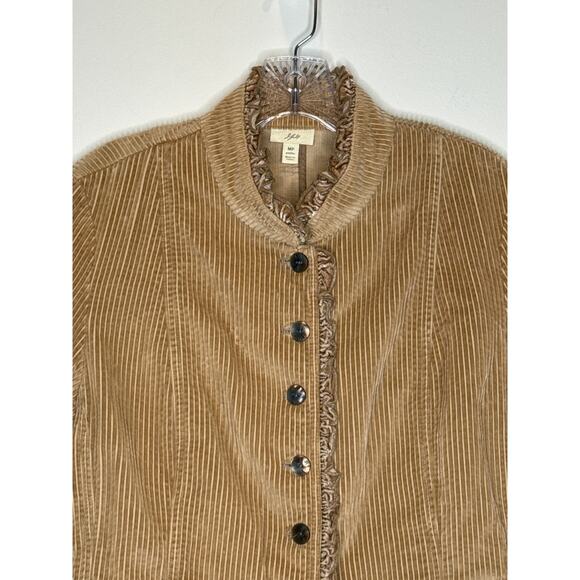 J. Jill Petite Fall Corduroy Jacket Velvet Trim Ruffle Detail Boho Style Medium - Picture 3 of 13